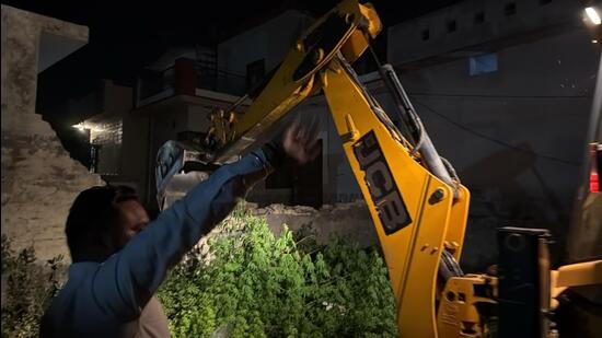 Punjab Police Bulldoze Drug Trafficker’s Illegal House in Ludhiana in Crackdown Against Narcotics