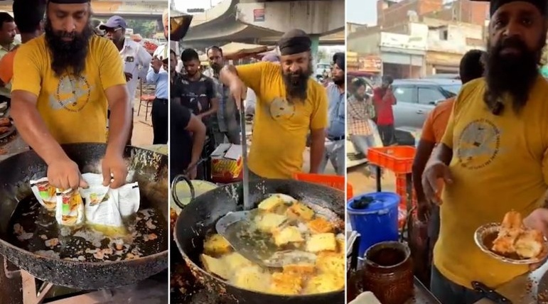 Ludhiana Vendor Caught Melting Plastic Oil Pouches in Hot Oil, Sparks Outrage and Health Warnings