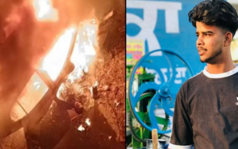 Horrific Accident Near Dhanola: Young Driver Burned Alive as Car Plunges into Drain