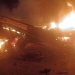 Nine burnt to death as bus catches fire after collision with lorry in Karnataka