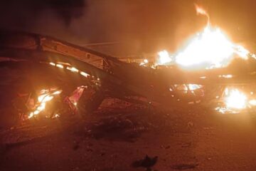 Nine burnt to death as bus catches fire after collision with lorry in Karnataka