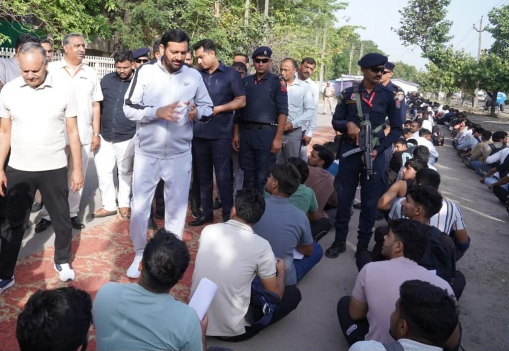 Haryana Chief Minister Nayab Singh Saini Inspections Police Recruitment PMT Arrangements at Tau Devi Lal Stadium