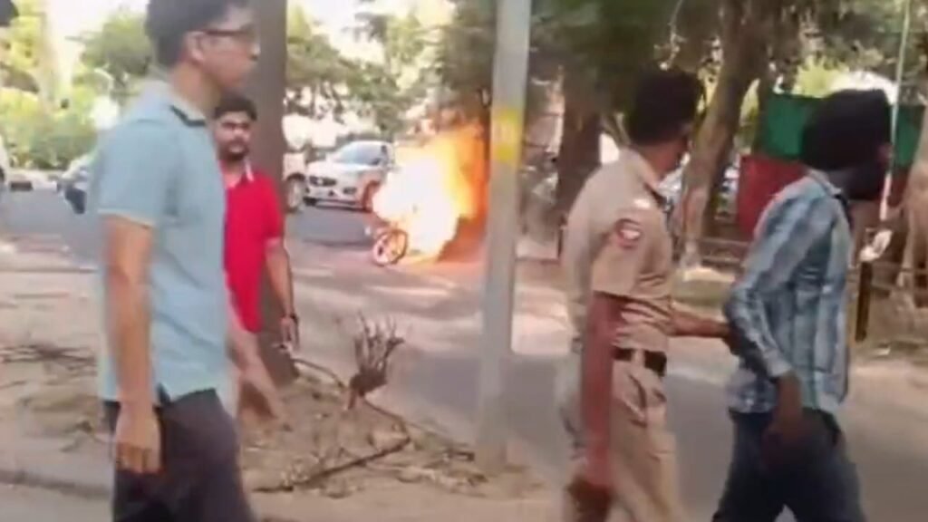 Man Sets His Own Motorcycle Ablaze After Road Rage Incident in Chandigarh