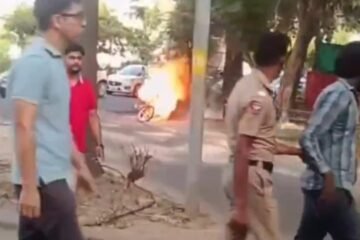 Man Sets His Own Motorcycle Ablaze After Road Rage Incident in Chandigarh