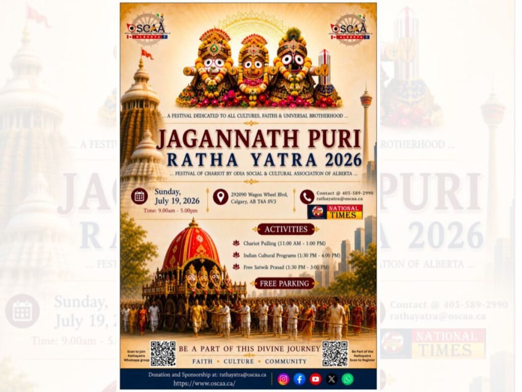 OSCAA Organising Jagannath Puri Ratha Yatra 2026 in Calgary on July 19