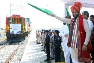 Haryana CM Nayab Singh Saini Flags Off First Freight Train From Nangal Chaudhary Logistics Hub