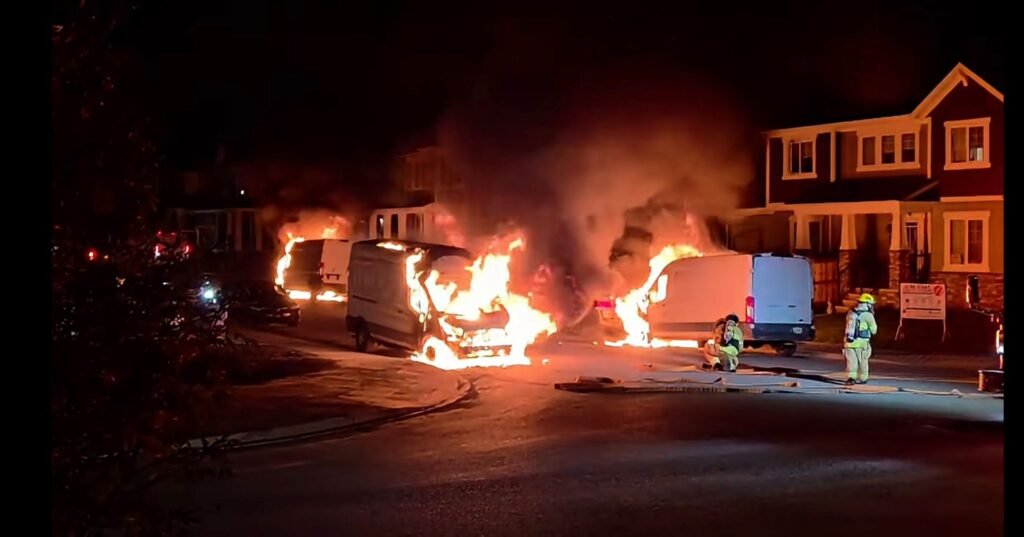 Five Courier Vehicles Burned in Northeast Calgary; Police Investigating